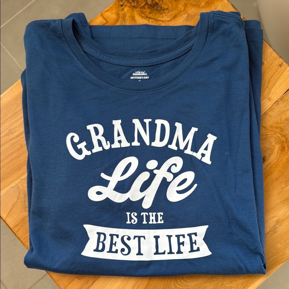 Blue Graphic Tee with White Print